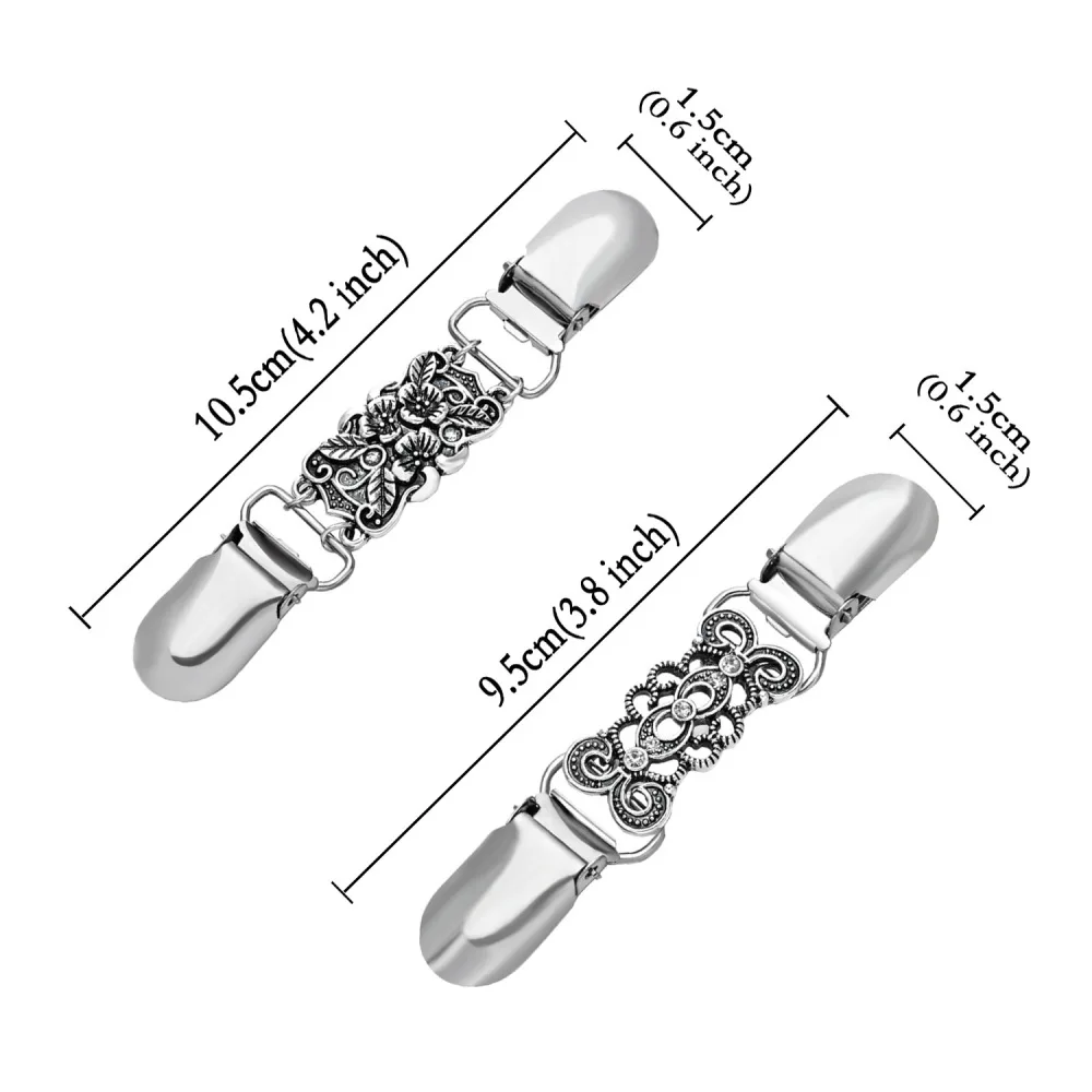 Fashion Retro Duckbill Clip Brooch Floral Shawl Pin Women Scarf Cardigan Sweater Fastener Decorative Metal Clothing Jewelry Acce