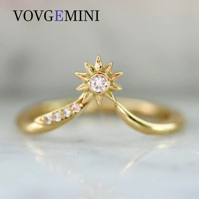 

VOVGEMINI Real Moissanite Diamond Original Gold Wedding Ring 14k 18k Sun Luxury Designer Rings For Women Jewelry Pass Tester