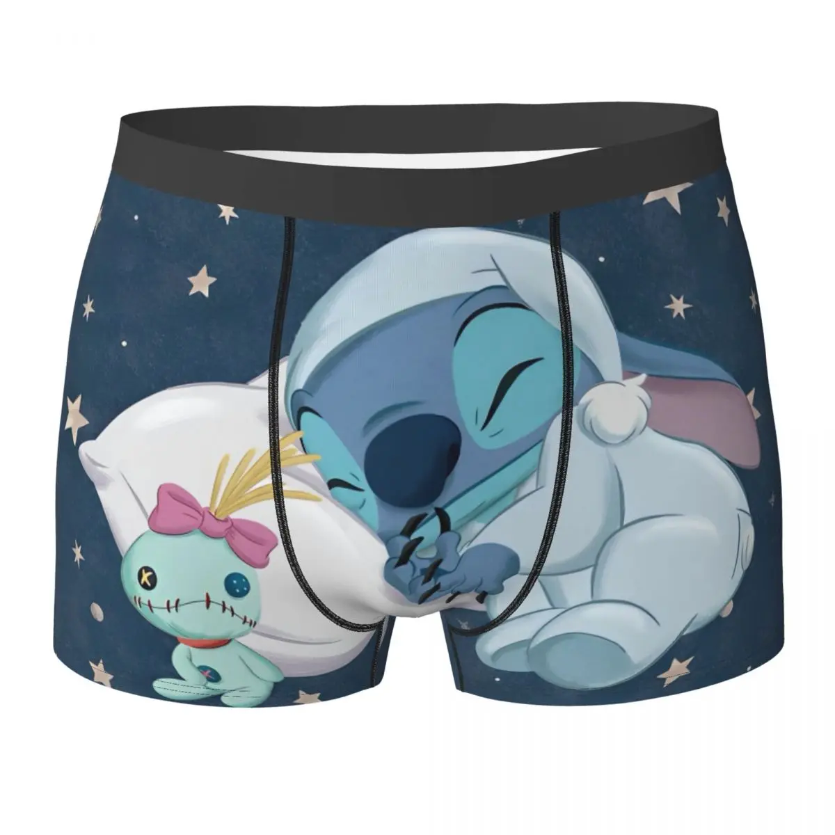 Boxershorts MINISO de dibujos animados de Stitch, ropa interior con bolsa Ctue, pantalones cortos estampados de alta calidad, calzoncillos transpirables para hombre de talla grande 2XL