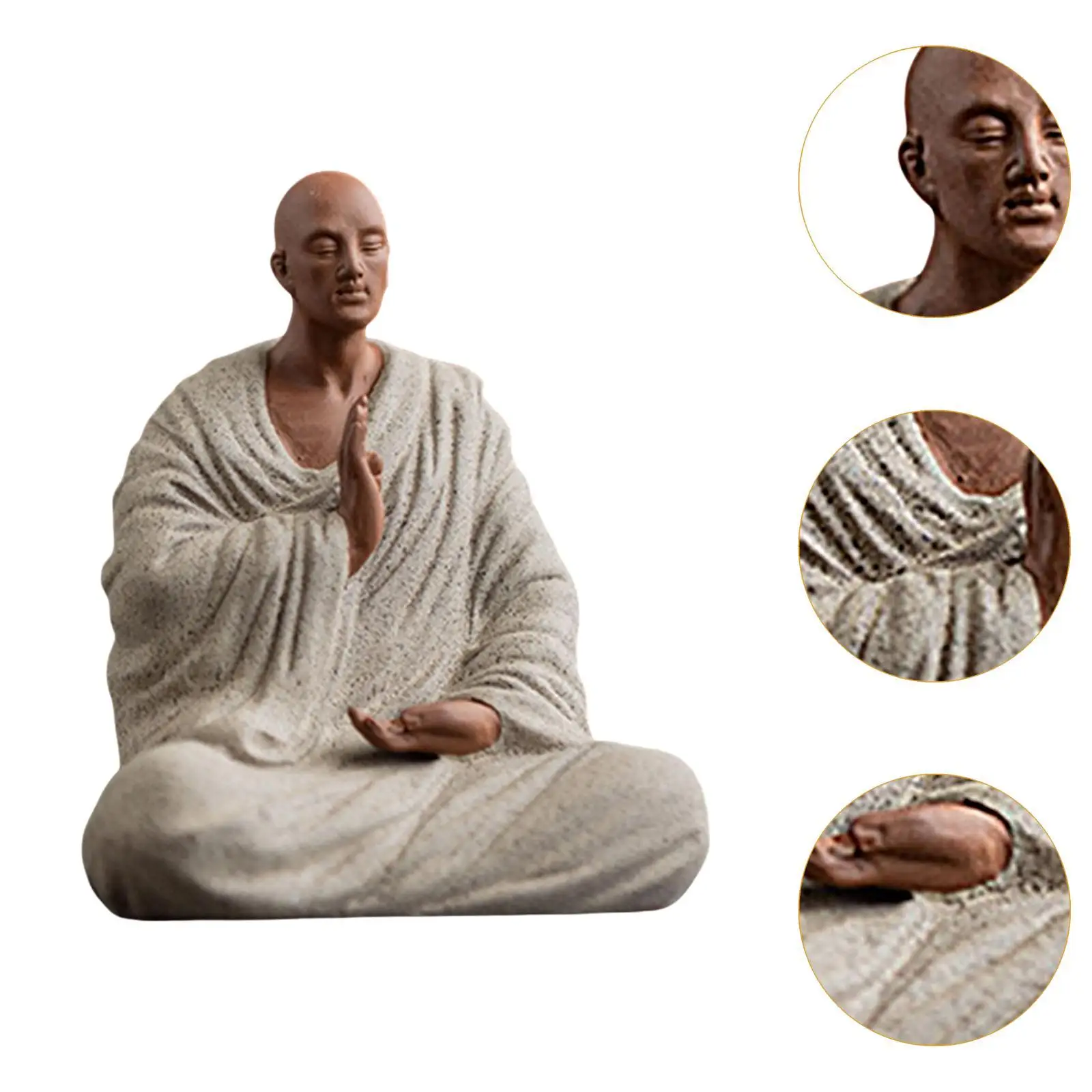 Chinese Buddha Statue Desktop Ornament Ceramic Hand Carving Buddha Figurine for Restaurant Office Living Room Business Car