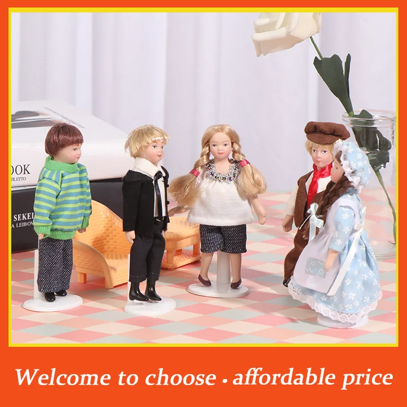 

1 шт., высококачественная миниатюрная фарфоровая кукла в масштабе 1:12, модель маленьких красивых девочек и мальчиков.