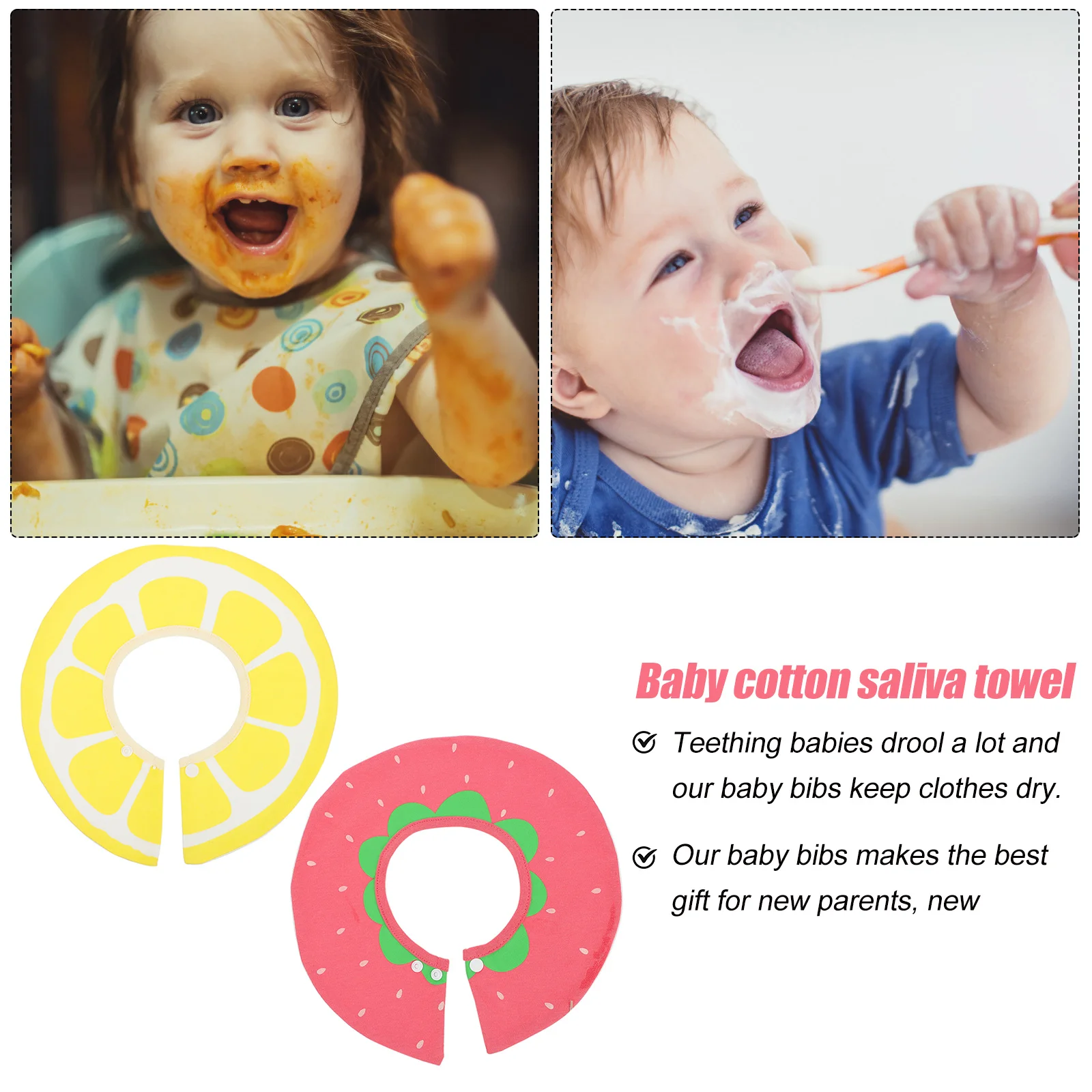 

2 шт. вращающиеся нагрудники на 360 градусов, хлопковые нагрудники для слюней, водонепроницаемые принадлежности для кормления младенцев, принадлежности для прорезывания зубов, вращающийся детский нагрудник