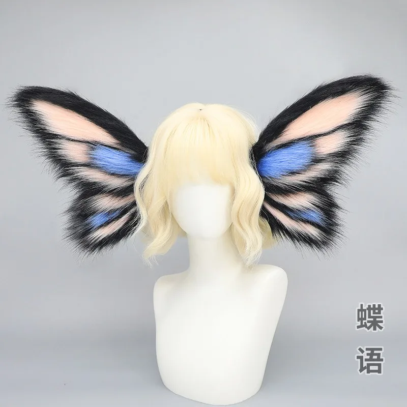 Halloween demônio animal orelha headpiece borboleta fantasia pelúcia acessório de cabelo criatura peludo animal cosplay orelha hairband