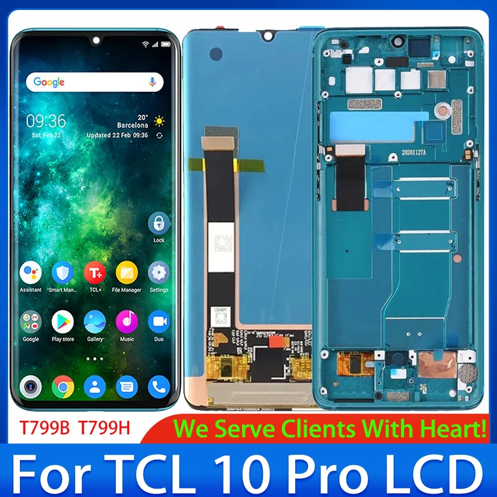 Original AMOLED 6.47'' For TCL 10 Pro 10Pro T799B T799H LCD Display Touch Screen Digitizer Assembly For TCL 10 Pro Display