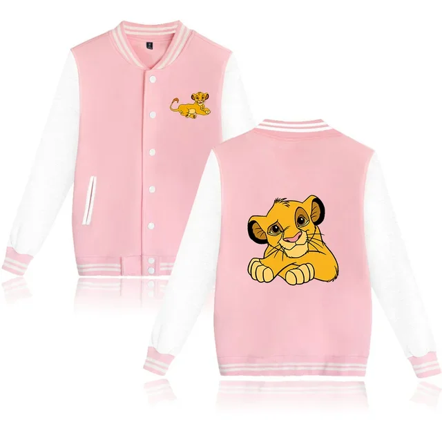 Disney The Lion King Simba Baseball Jacket Men Women Hip Hop Harajuku Jackets Streetwear Kids Boys Girls Loose College Coats