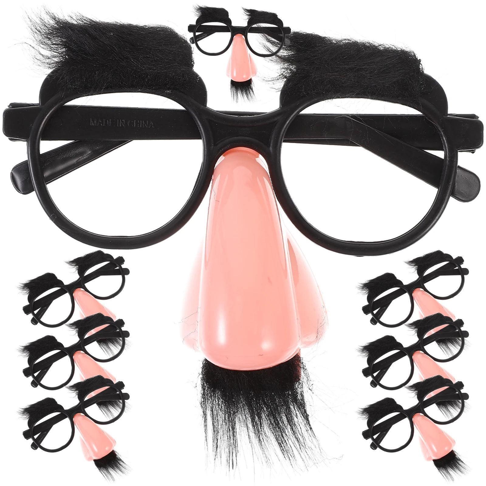 

8 Pcs Black Glasses Big Nose Funny Props for Party Costume Accessories Creative Eyewear Halloween