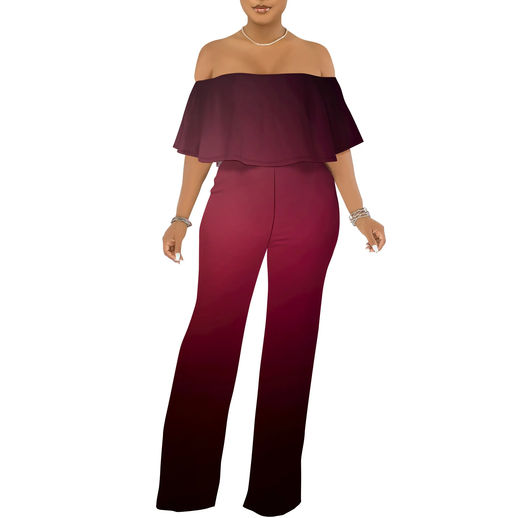 

Women's Lightweight Off Shoulder Jumpsuit – Stretchy Wide Leg Romper – Casual to Formal One Piece Outfit