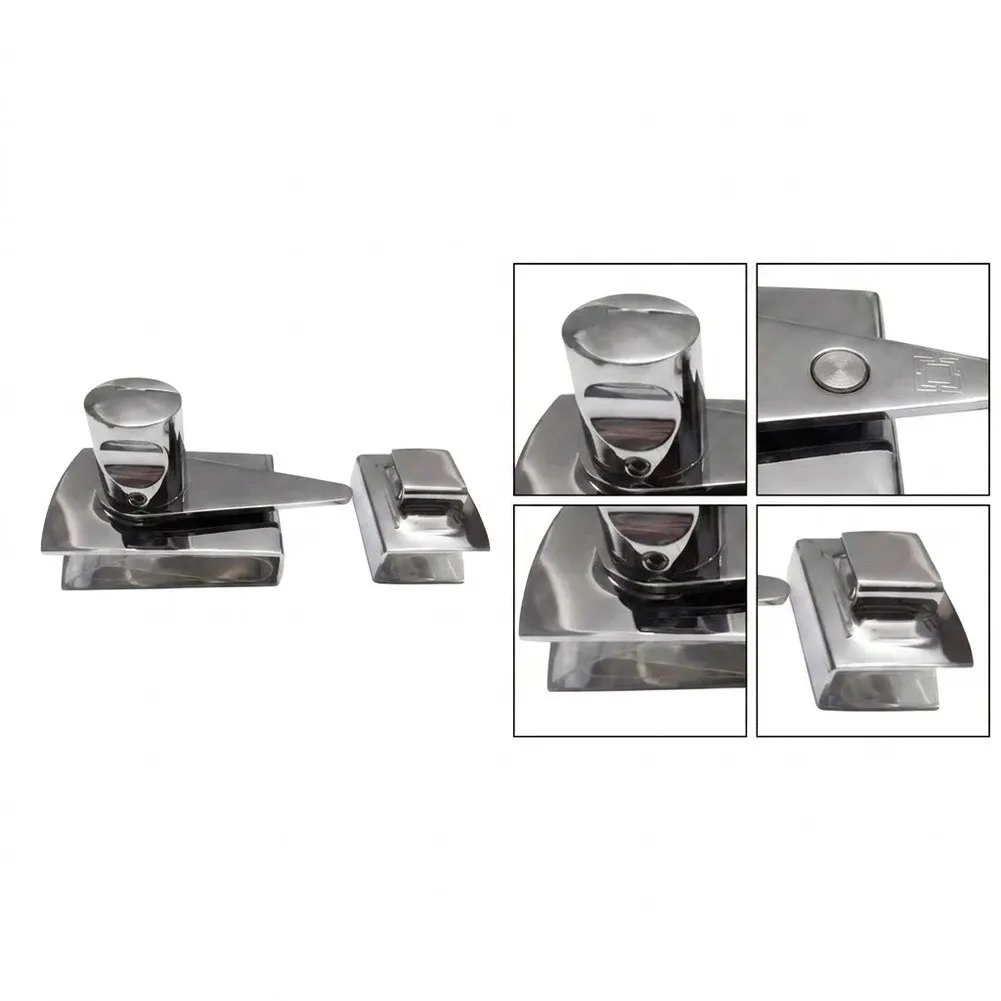 Keyless Thumb Turn Latch for Frameless Sliding Shower Doors Zinc Alloy Body Brass Bolt High Polished Chrome Coating