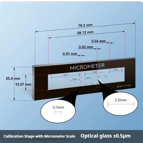 Microscope Stage Micrometer Objective Micrometer Calibration Scale Reticle Graticule Glass Calibration Ruler for Lab Microscope