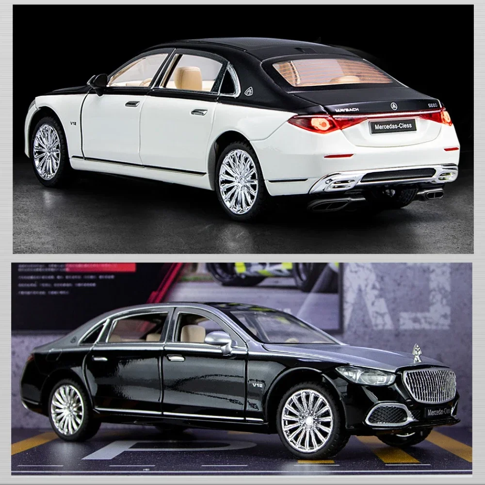 รถโมเดลโลหะผสมไดแคสต์จำลองสมจริง 1:24 S680 พร้อมเสียงและไฟ มีระบบดึงหลัง ของสะสม ของเล่นเด็ก ของขวัญ รถโมเดลโลหะผสมไดแคสต์