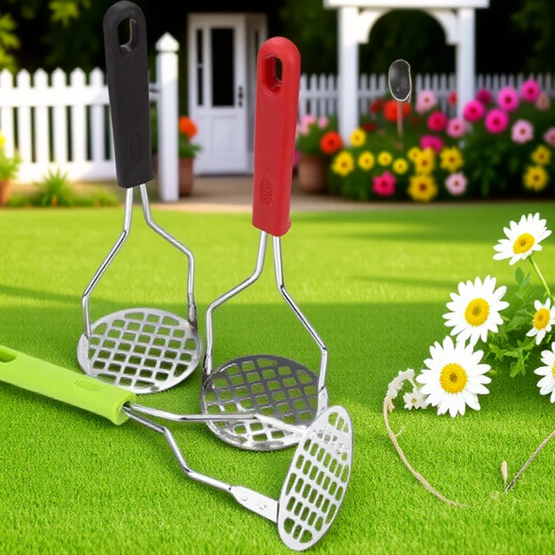 Trituradora de patatas de acero inoxidable de alta resistencia, herramienta de cocina para puré suave y triturar frutas y verduras