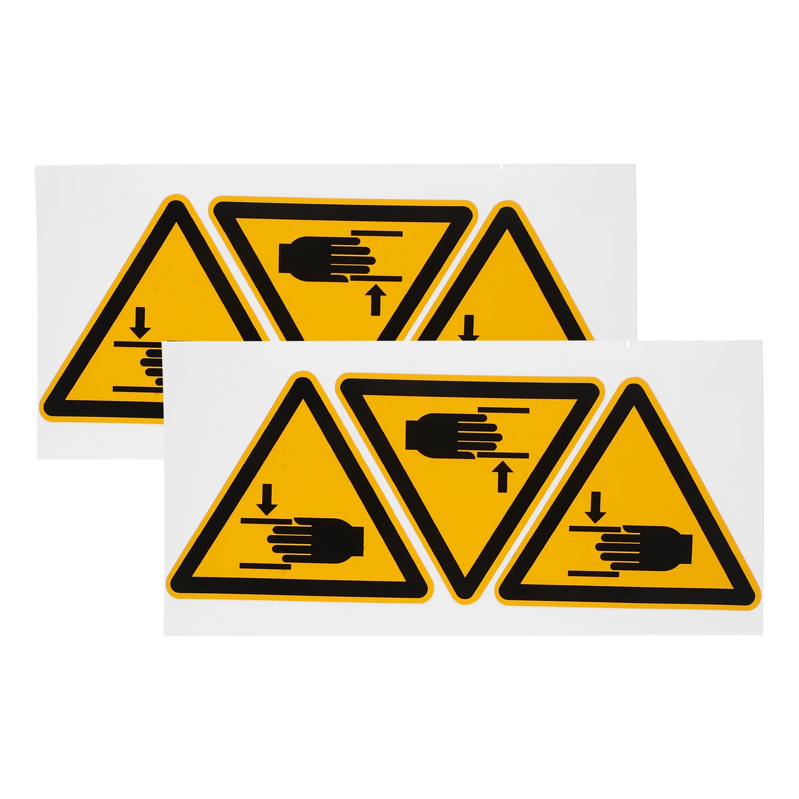 6pcs Safety Warning Labels 100mm Triangle Hand Pinch Danger Stickers Self Adhesive Machine Caution Signs Vinyl Decals