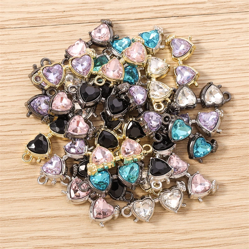 5 Stück niedliche, bunte Mini-Sonnenbrillen-Anhänger in Form von Kristallherzen für die Schmuckherstellung, zum Basteln von Halsketten, Ohrringen und anderen DIY-Accessoires. – Detail 25