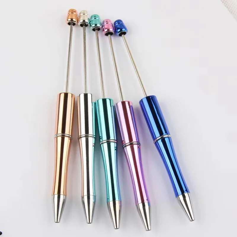 Stylos à bille perlés en plastique, galvanoplastie UV, cadeau pour enfants, faveur de fête, 200 pièces