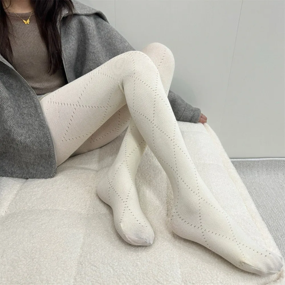 Y2K Fashionable Jacquard Knitted Stockings Breathable Skinny Fit Basic Pantyhose Soft Thick Thermal Leggings Autumn Winter