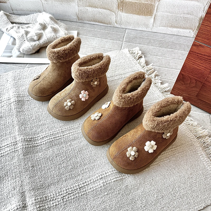 

Girls' Warm Princess Short Boots 2025 Winter New Children's Warm Cotton Boots with Thick Velvet for Girls' Snow Boots