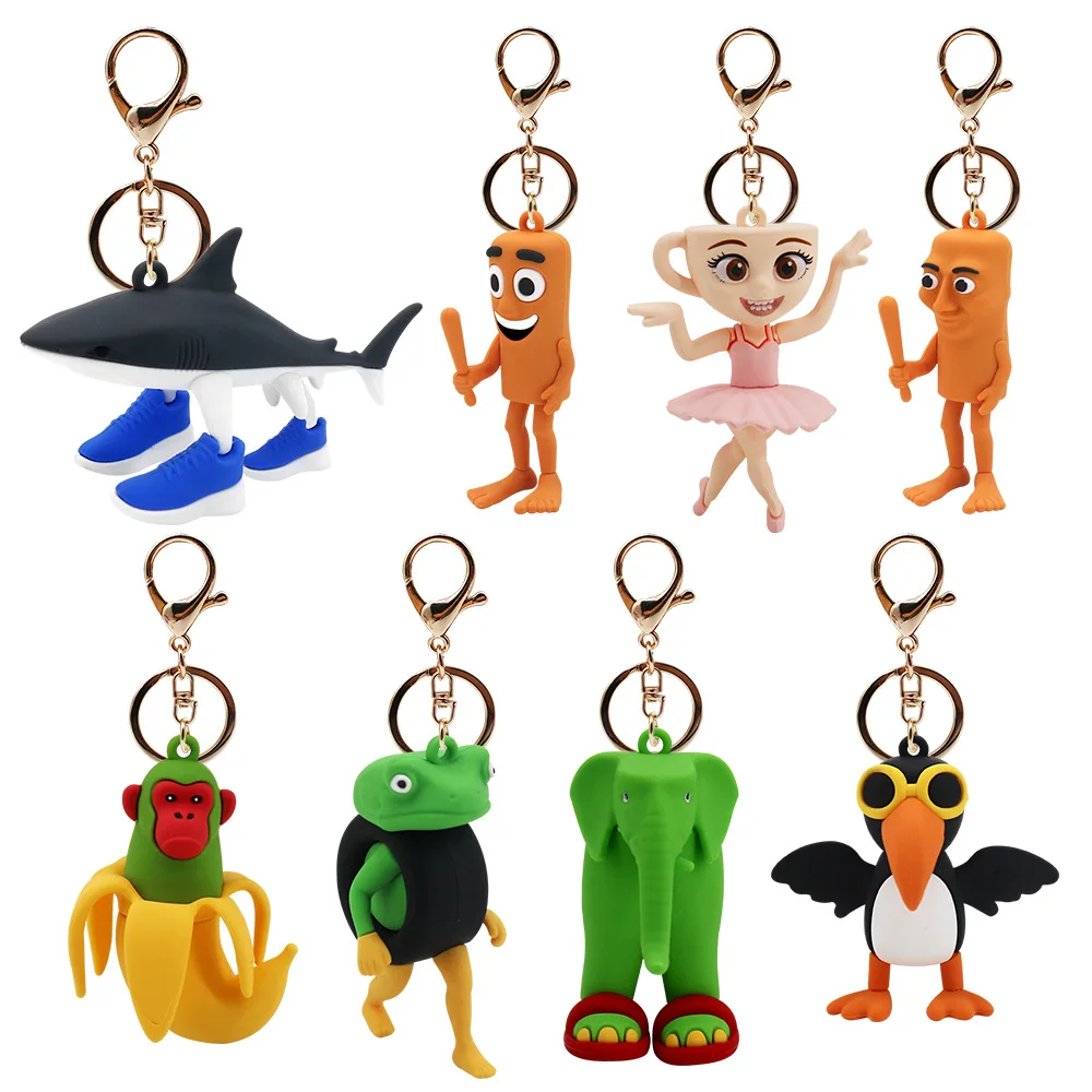 

Tung Tung Sahur Keychain Italian Brainrot Cartoon Exquisite Schoolbag Pendant Cute Injection Molded Doll Car Key Ring