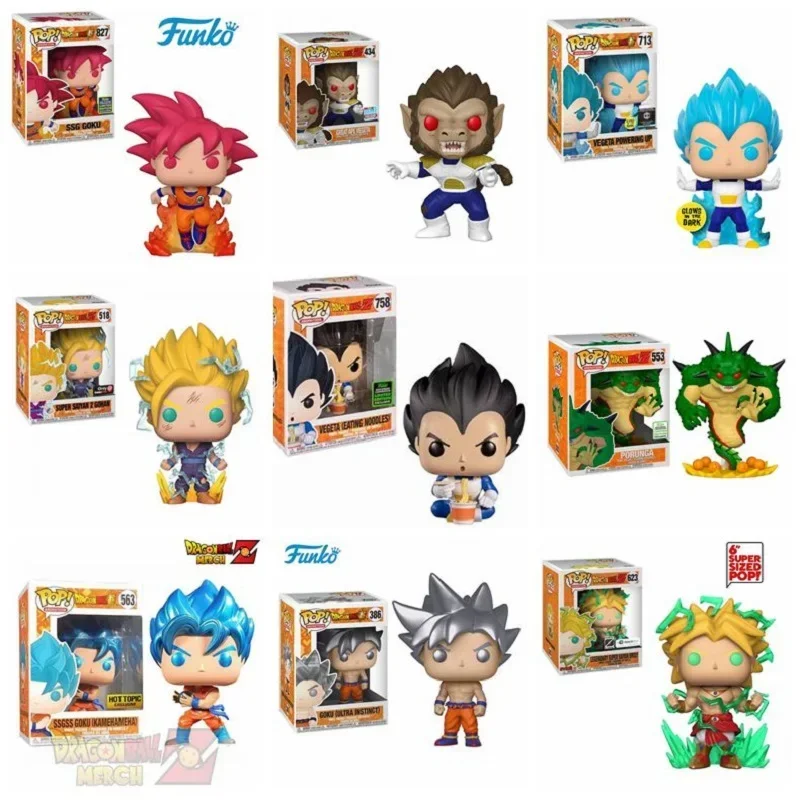 Экшн-фигурка Funko Dragon Ball Z SUPER SAIYAN GOKU 563 # ULTRAL 386 # VEGETA 758 # створки KRILLIN виниловая Коллекционная модель игрушки