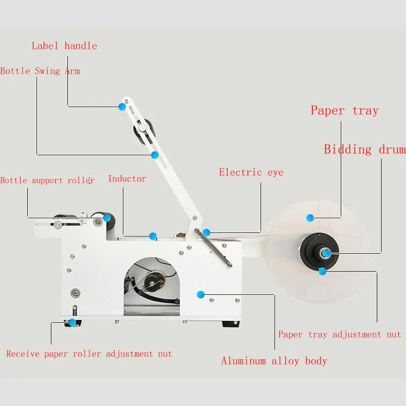 Model Hand Press Round Bottle Labeling Machine For Food Sliver Plastic Sticker Labeling Machine With Printer On Plastic 110V 220