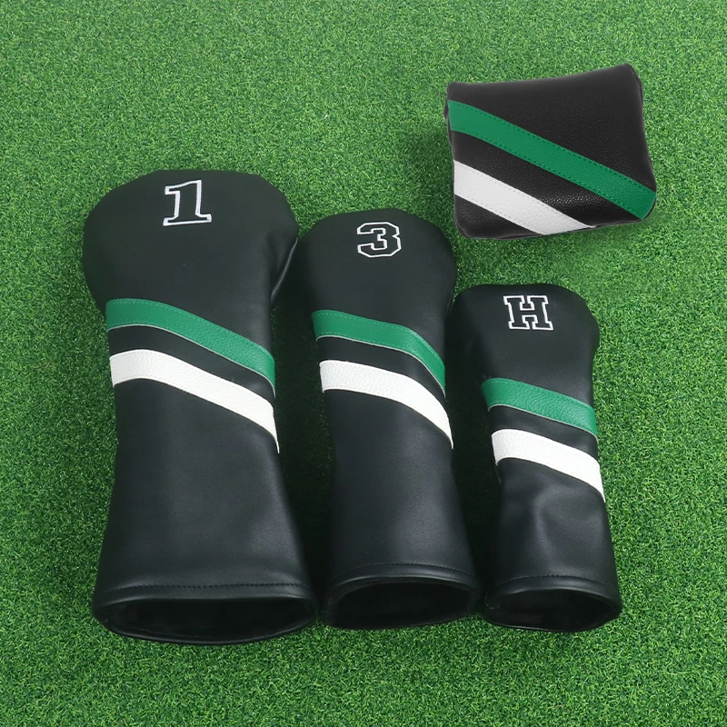 Golf Club Head Cover Black Synthetic With Green Accents Durable Protective Sleeve Golf Accessories Golf Headcover Set image 5