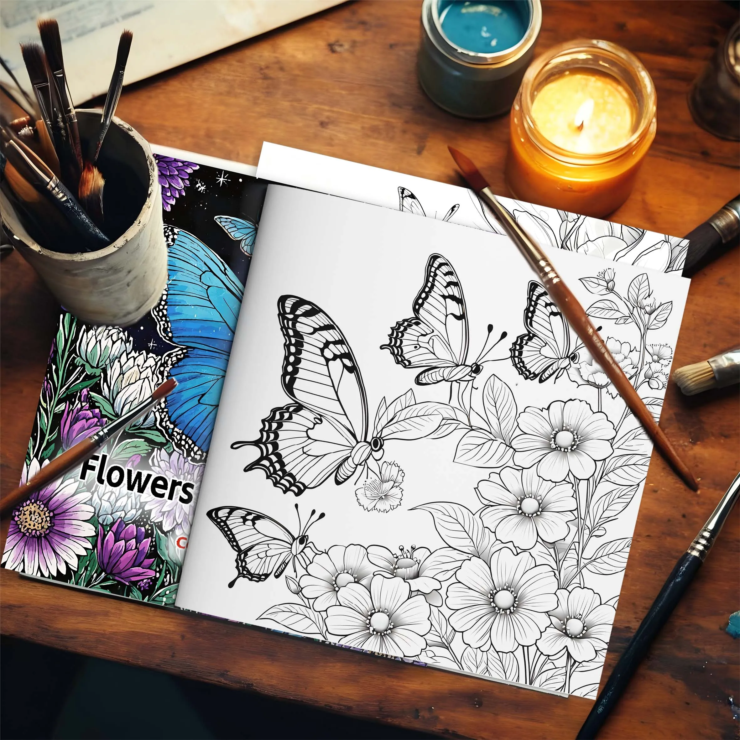 Flowers and Butterflies Coloring Book For Adult Relieve Stress Kill Time Graffiti Painting Drawing Art Books Perfect Gift image 4