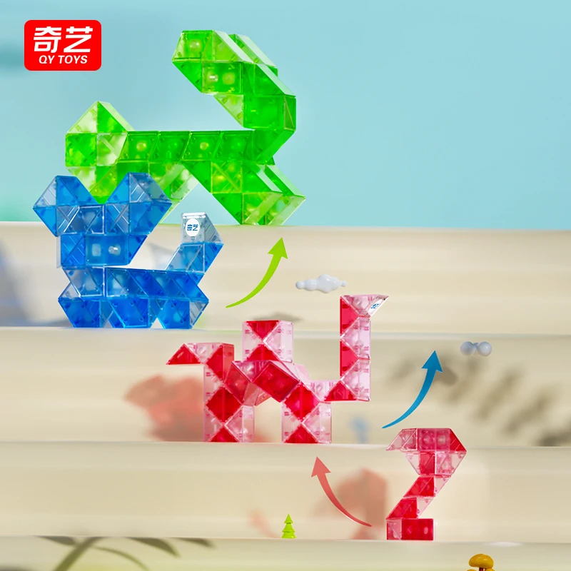[CubeFun] QiYi règle magique colorée émaillée transparente Cube serpent 24/36/48/72 Segments Puzzle jouets éducatifs enfants pour cadeau
