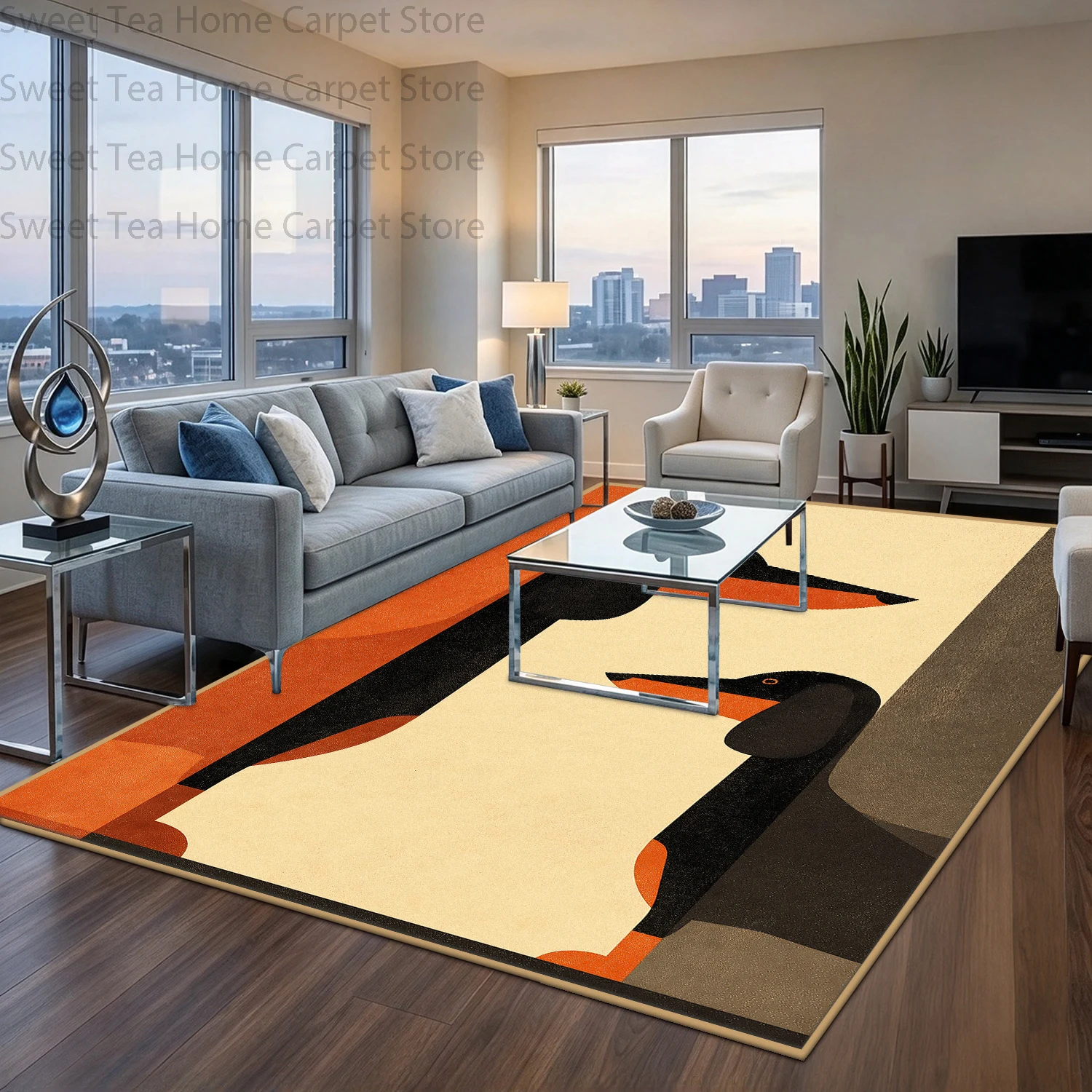 Cute Sausage Dog Print Living Room Sofa Floor Carpet Non-slip Washable Bedroom Pet Mat Soft Fluffy Big Size Home Decoration Rug