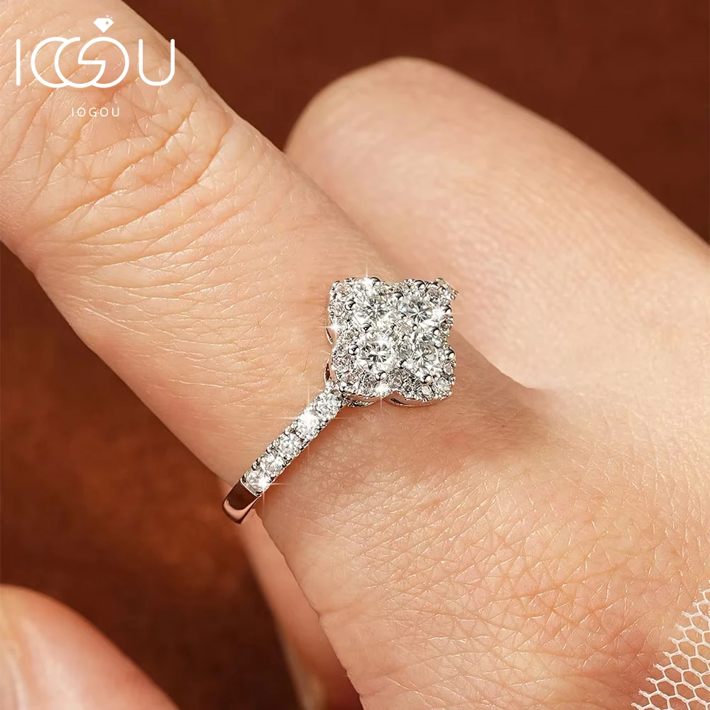 2026 IOGOU 3mm 0.1ct 14K Gold Filled VVS1 Moissanite Fashion Lucky Ring For Women Wedding Party Valentine's Day Jewelry Gift