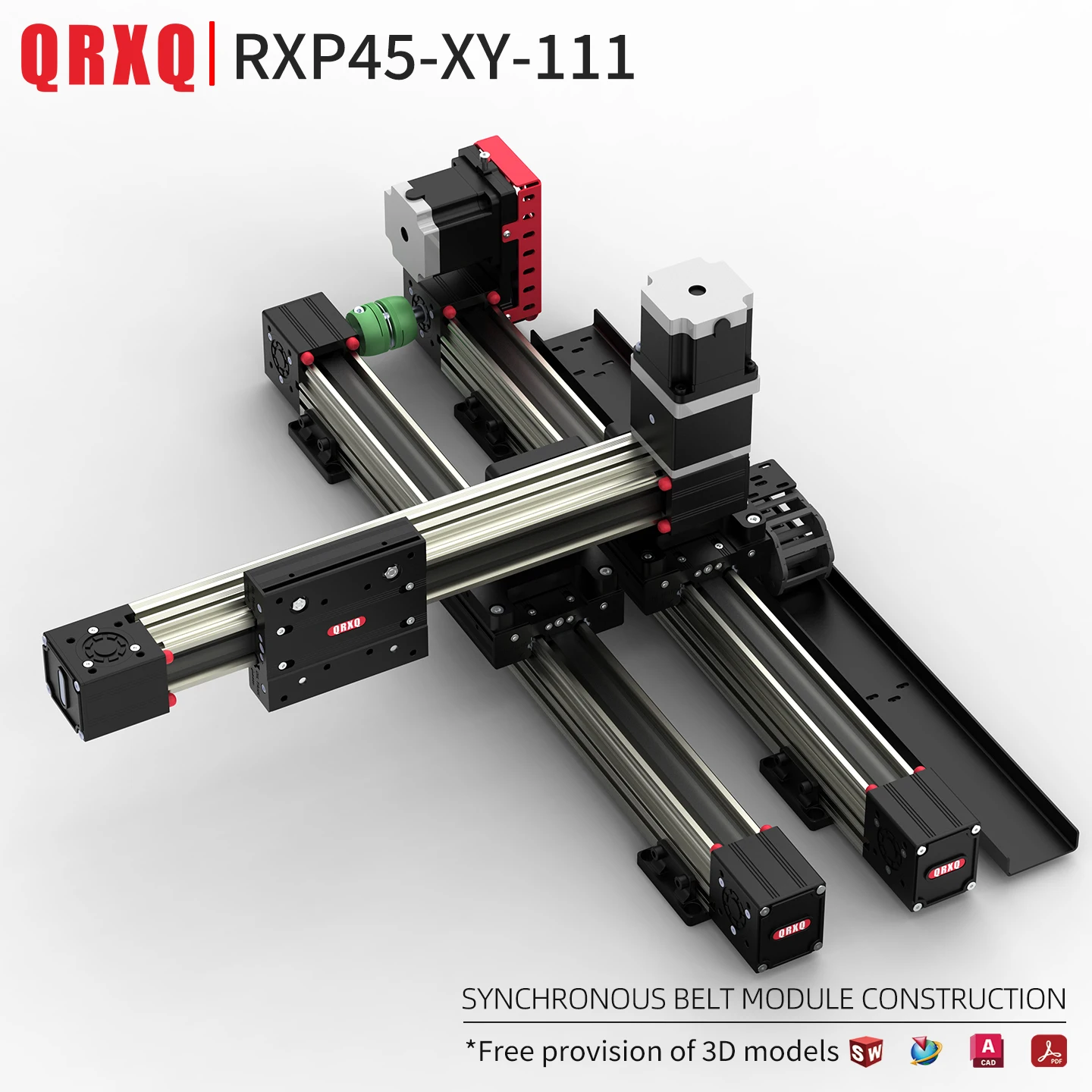 QRXQ RXP45-XY-111 Gantry Robot 2 Axis Table Linear Motion XY Stage CNC Router Motorized Belt Guide Rail With Stepper Motor