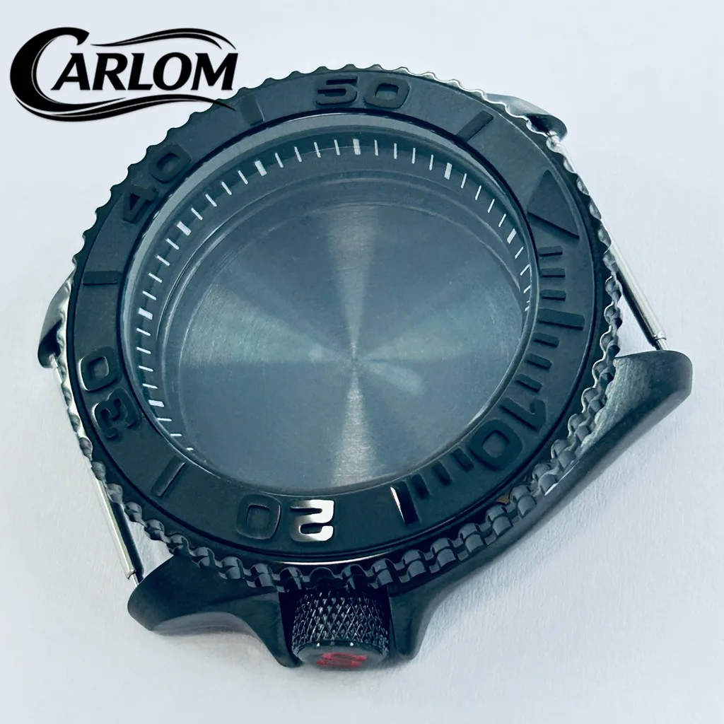 42mm Watch Case Fit NH34 NH35 NH36 NH38 NH39 NH70 NH72 Movement SKX007 S Crown 3.8 Crown Black PVD Watch Parts