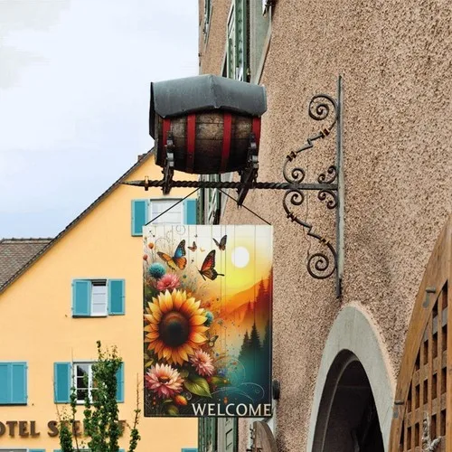 Welcome Floral Mountian Garden Flag Double Sided 12 x 18 Inch, Yard Outdoor Sign IIX WZZ yyi