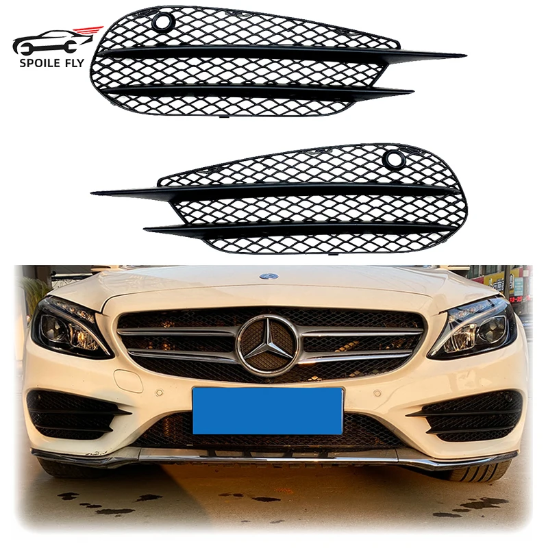 

2015 To 2018 For Mercedes-Benz C-Class W205 C43 C205 S205 AMG Line Car Front Bumper Fog Light Lamp Grille Cover By ABS