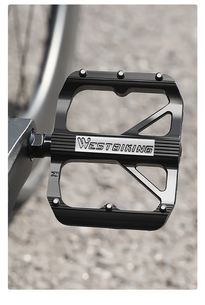 WEST BIKING Leichte 3-Lager Fahrradpedale Cr-Mo Stahlwelle Aluminiumlegierung Rutschfeste Fahrradpedale Breite Fahrrad-Flachpedale – Detail 12