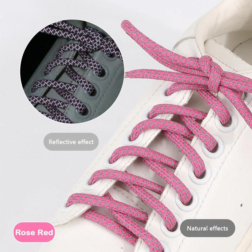

Reflective Reflective Sneaker Shoestrings Colorful Round Round Polyester Shoe Rope 120cm Length Polyester Shoes Accessories
