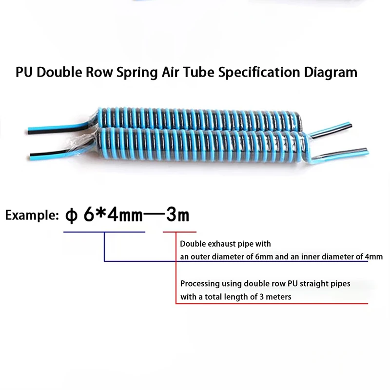 PU Polyurethane Trachea Double Row Dual Color Side-By-Side Spring Tube Spiral Tube Telescopic Hose Automatic Trachea