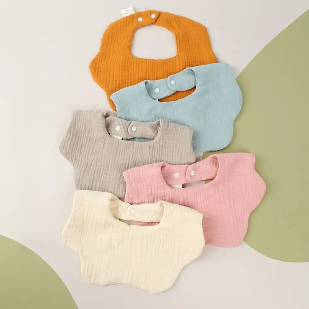 Cloth Flower Shape Baby Muslin Bibs Cotton Solid Color Saliva Towel Soft Ruffle Burp Cloths Feeding Drool Bibs