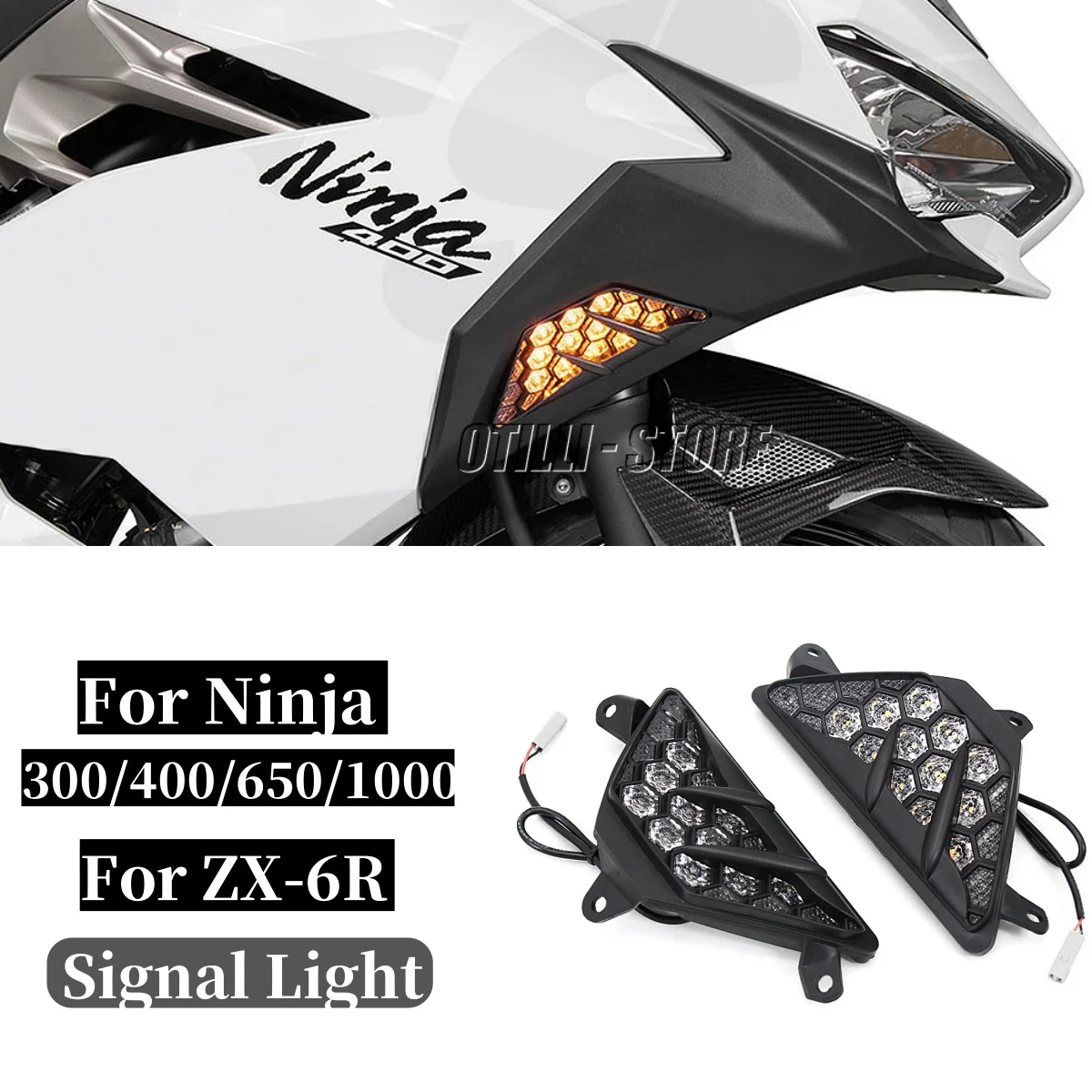 

NINJA ZX6R ZX-6R 2013-2023 мотоциклетные светодиодные передние указатели поворота, индикатор для Kawasaki Ninja300 Ninja400 Ninja650 Ninja1000