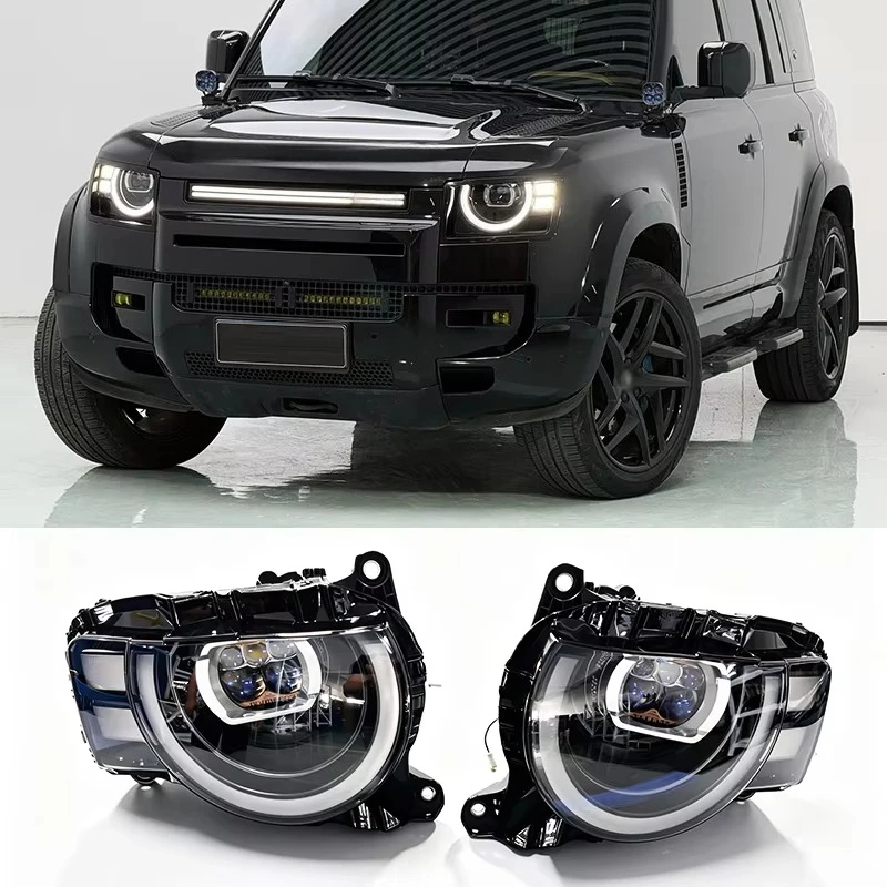 Round Angel Eyes LED Headlamp Upgrade Halo Headlight Plug and Play for  Defender L663 90 110 130 2020-2026