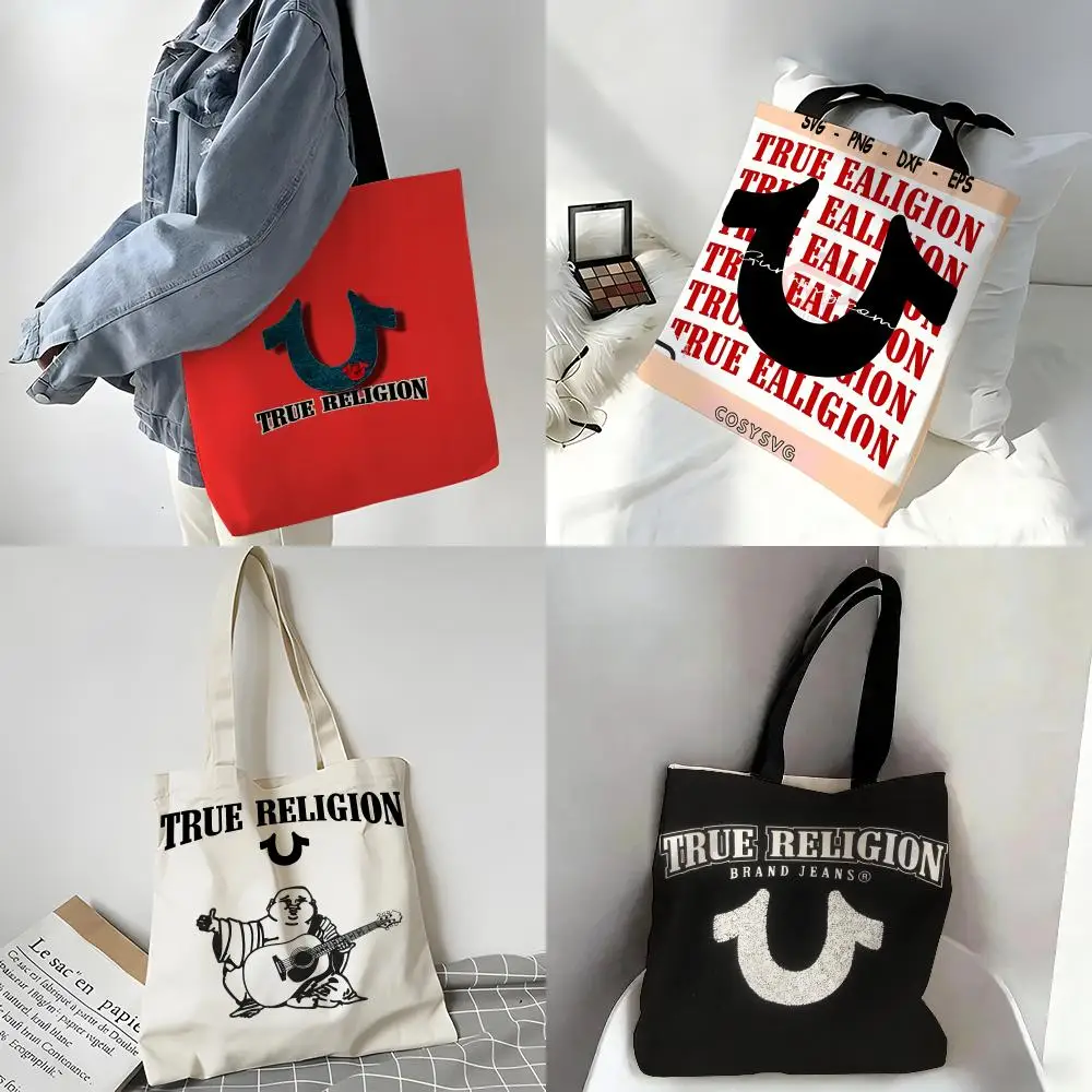 Bolsa de Lona True Trendy Denim Religion - Bolso de Mano Festivo de Gran Capacidad para Picnic, Viajes y Compras