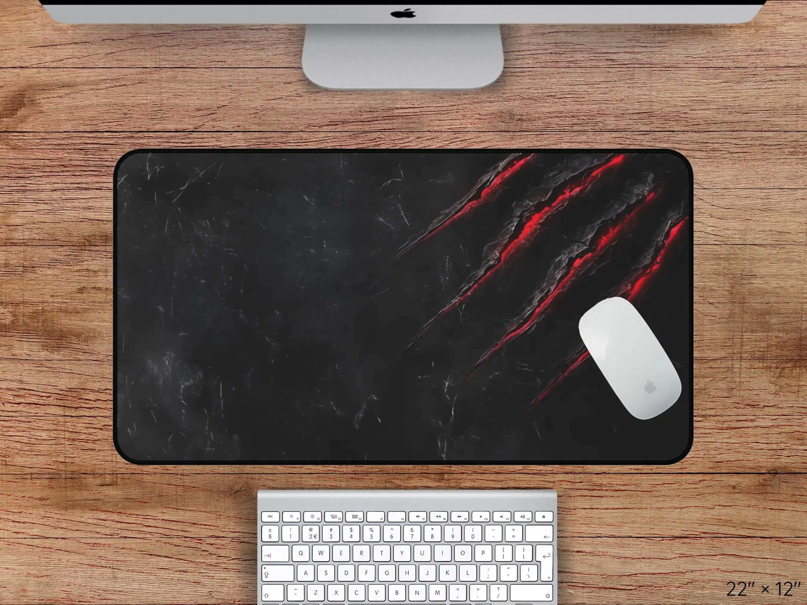 Cool tapis de bureau de jeu rouge et noir, tapis de souris antidérapant et imperméable, joli protecteur de bureau, un cadeau parfait pour les amis.