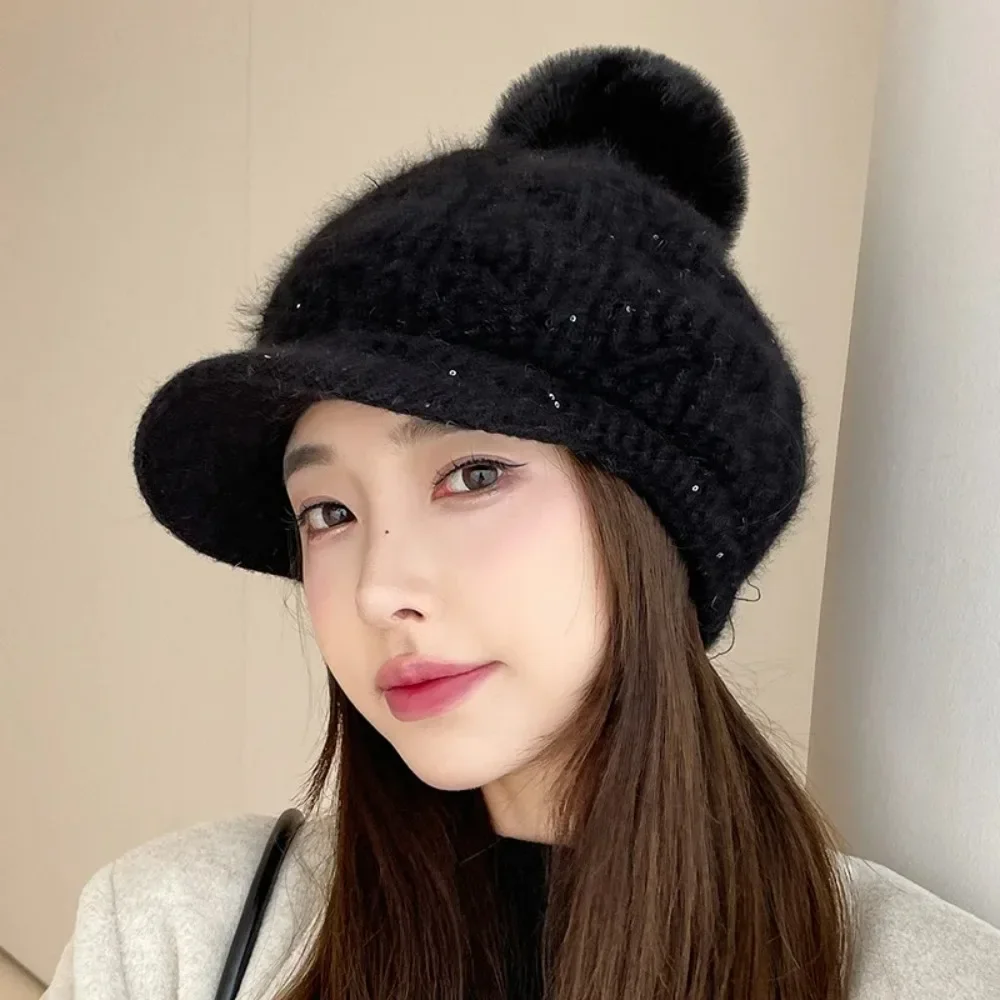 Fashion Unisex Winter Baseball Cap Women Lamb Fleece Luxury Fur Pom Pom Dad Hat Winter Outdoor Warm Hip Hop Dad Cap Gorra 모자