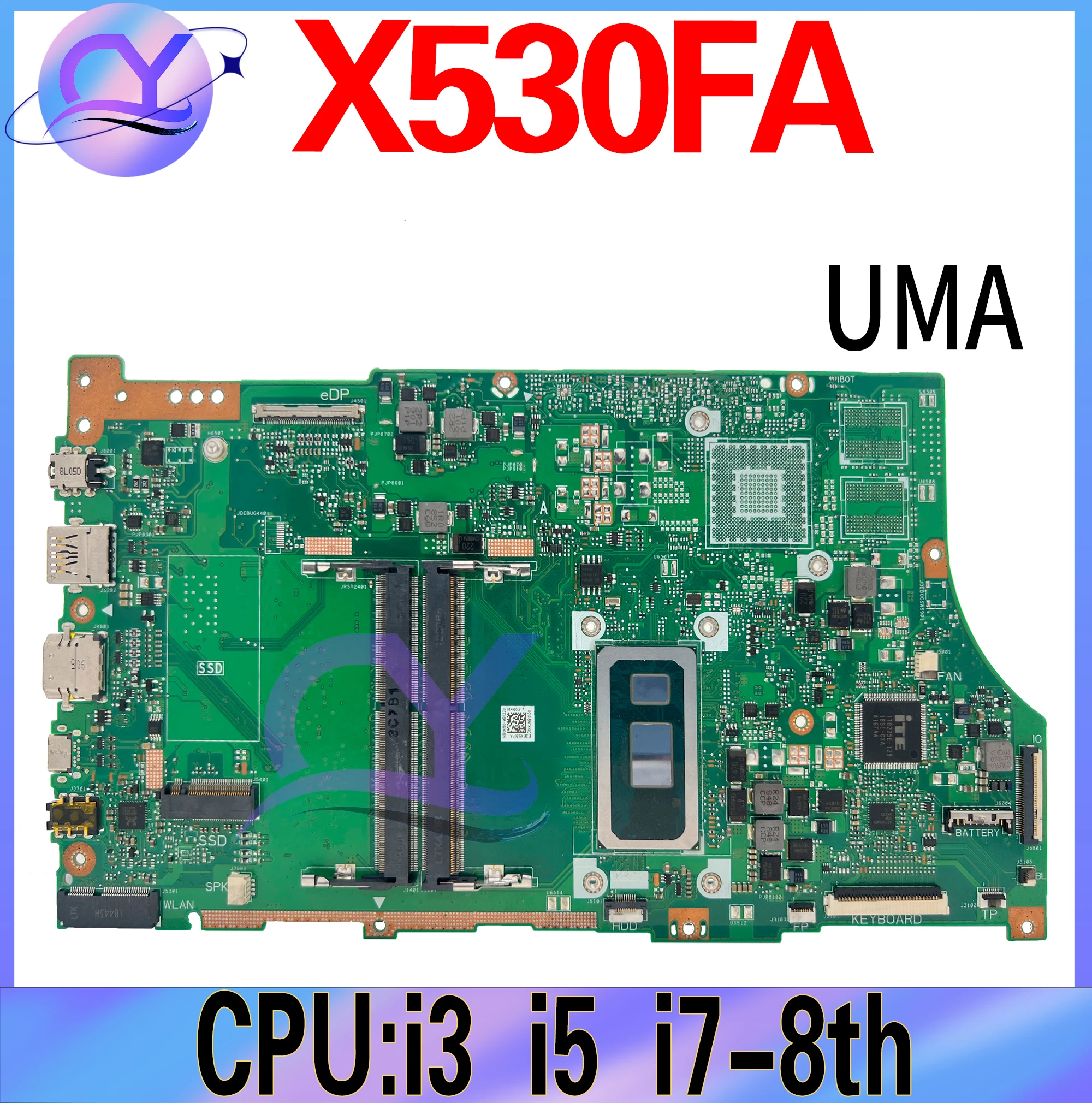 

X530FA Laptop Motherboard For ASUS VivoBook S15 X530FN X530F X530FF S5300F Mainboard I3-8145U I5-8265U I7-8565U UMA MX150