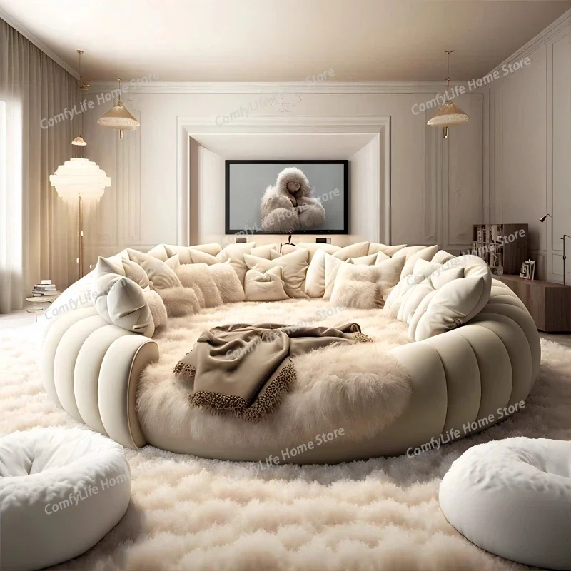 

W Queen Headboard Frame Double Bed King Size Round Twin Full Double Bed Luxury Wooden Modern Cama De Casal Bedroom Furniture