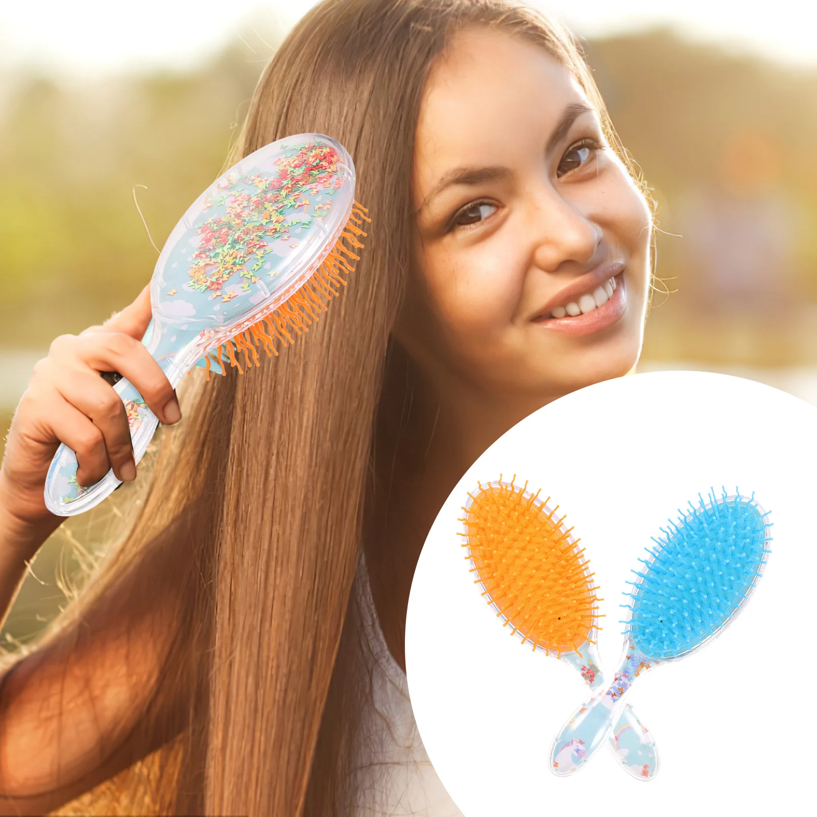 

2Pcs Paddle Brush Hair Comb for Women Comfortable Grip Airbag Base Anti-Static Smooth Finish Ideal for Daily Hair Care