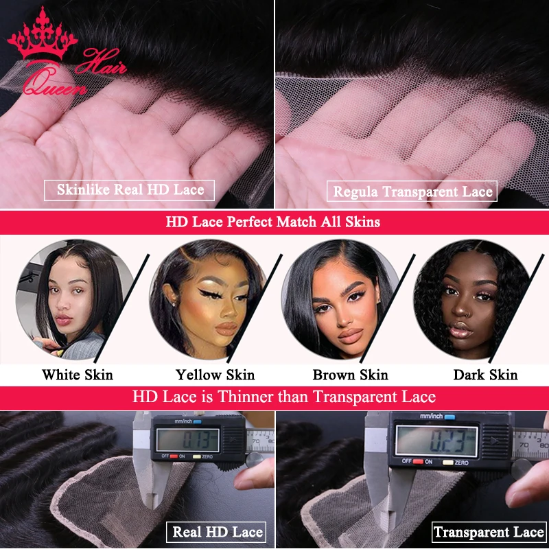 Real Invisible HD Lace Closure Natural Wave Brazilian Virgin Raw Hair More Weave 100% Human Hair Queen Hair Official Store