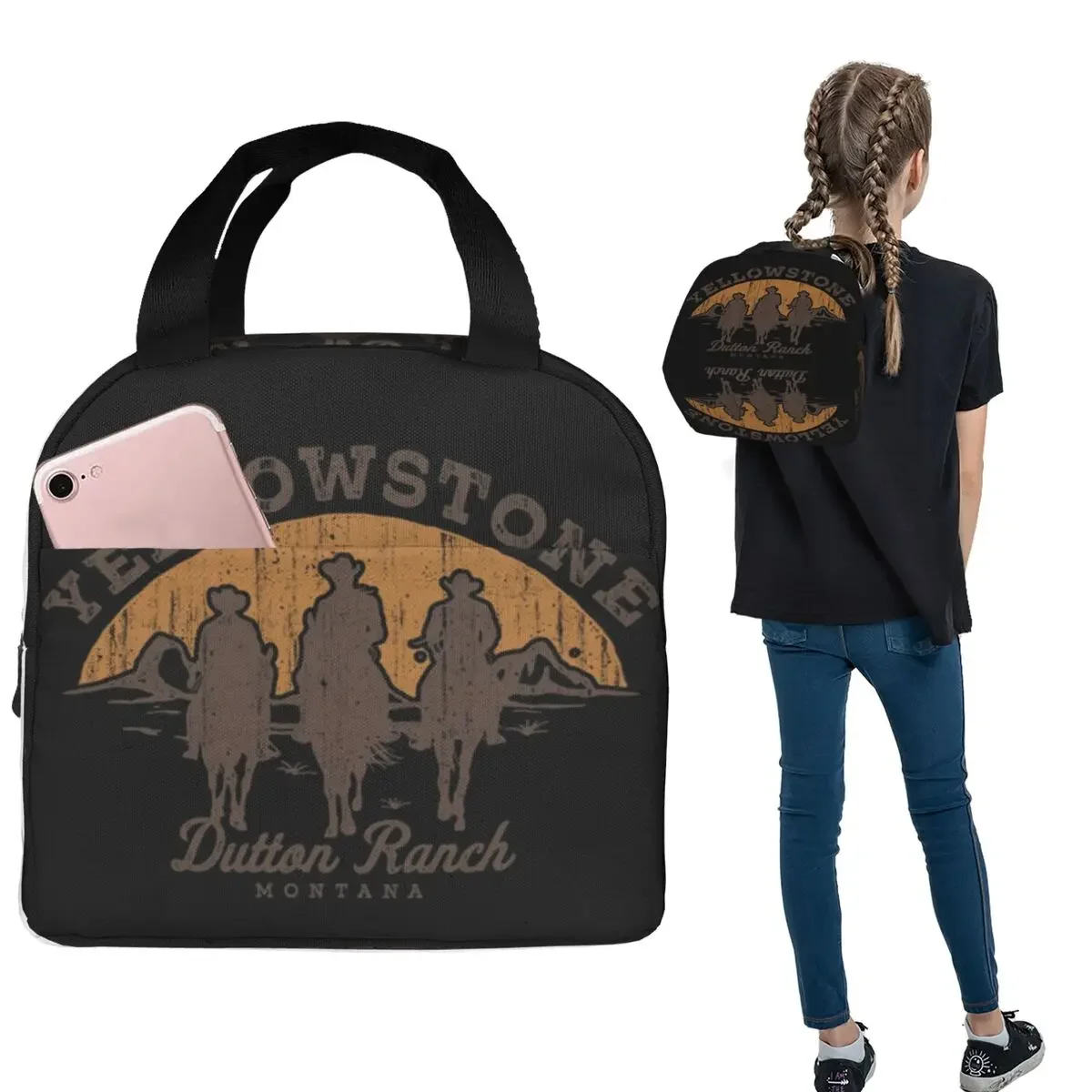 

Изолированная сумка для обеда Yellowstone Dutton Ranch для женщин и детей, портативные коробки для еды, термосумка для обеда