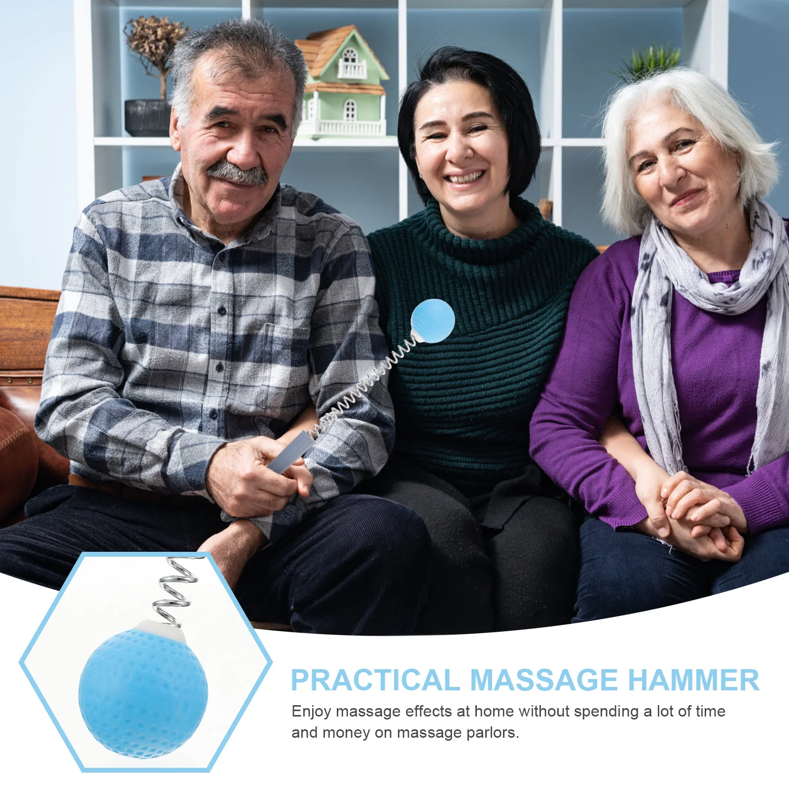 

1pcs Massage Hammer Portable Handheld Body Massager Back Shoulder Acupoint Relief Spring Ball Rolling Knocking Tool Home