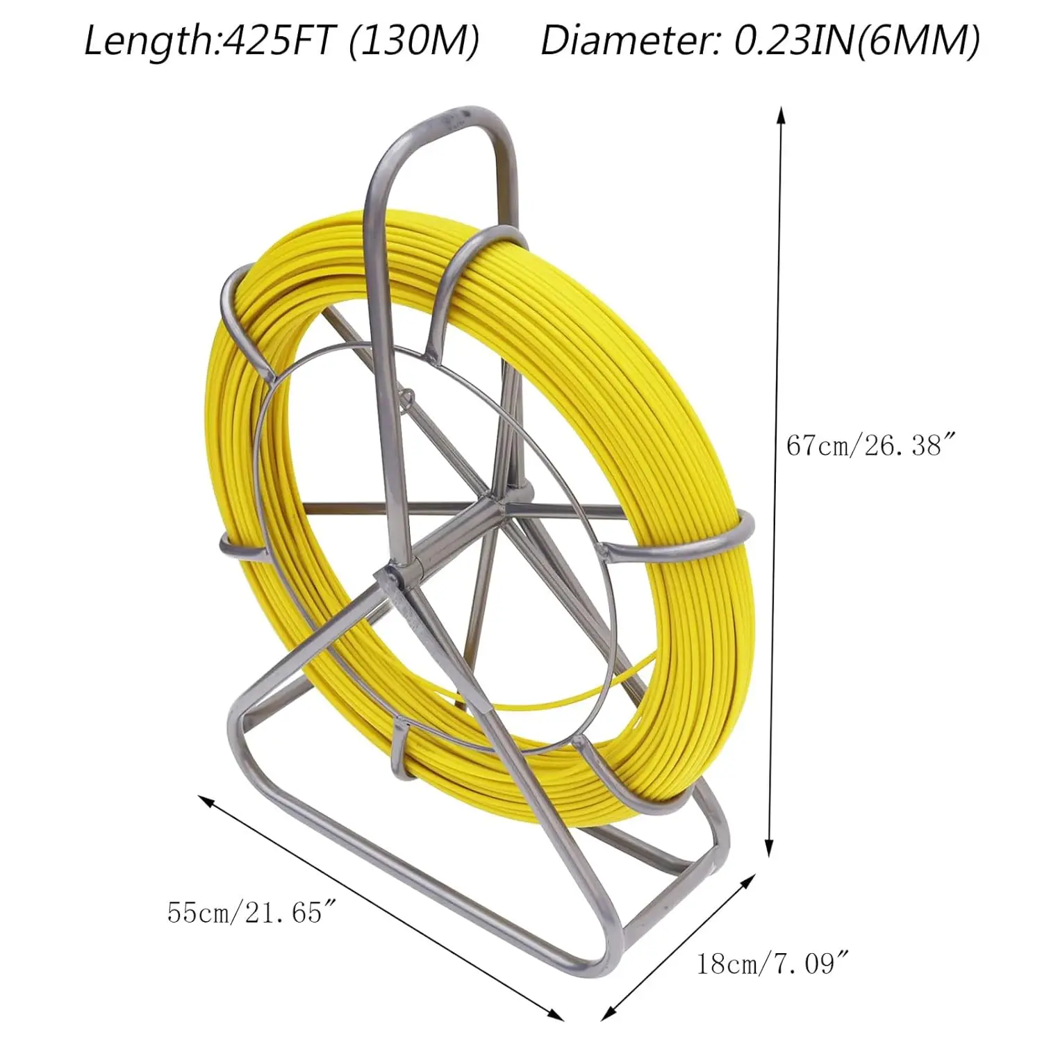 شريط السمك الألياف الزجاجية 425FT 6 مللي متر قناة رودر مع الفرامل الكهربائية شريط السمكة كابل مجتذب مع 2 قطعة نصائح النحاس