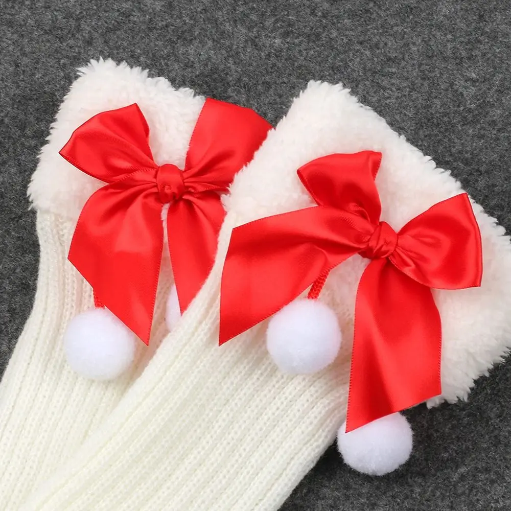 Fashion Breathable Christmas Bow Stockings Leg Socks Thick Cuffs Warm Foot Cover Socks Y2K Elastic Boot Socks Women