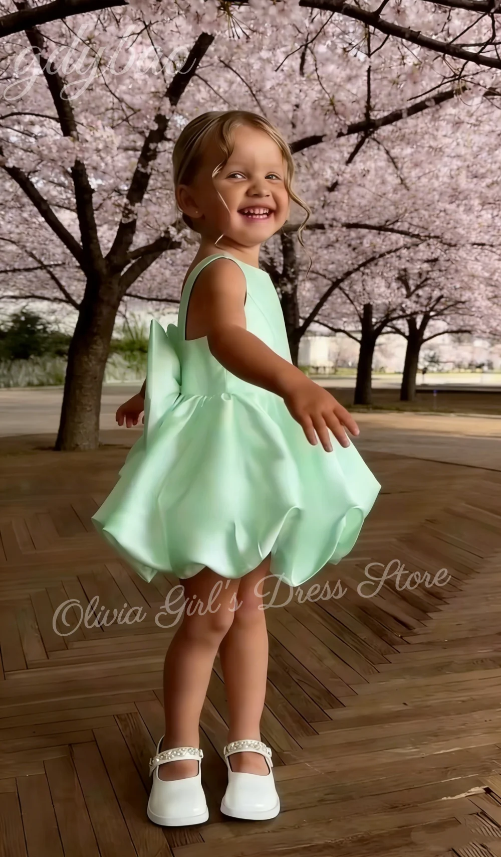 

A-line Satin Short Flower Girl Dress O-neck Sleeveless Girl's Party Dress New Children's Princess Dress Customizable